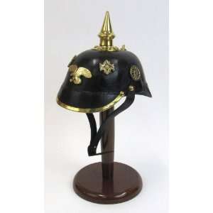   HANDCRAFTED LEATHER GERMAN HELMET WITH BRASS