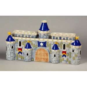  Ceramic Castle Menorah   Blue 