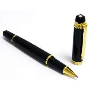   Tip Golden Carved Ring Black Roller Ball Pen