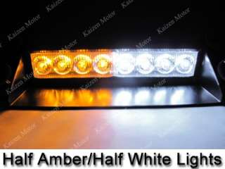 White/Amber 8 LED Police Emergency Car Boat Truck Dash Strobe Light 