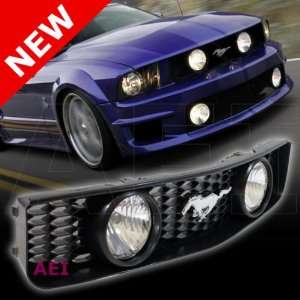  2008 2009 NEW Black Grille Grill with Clear Lens Foglights Mustang 