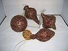SET OF 4 LARGE BRONZE COLORED BEADED ORNAMENTS CALIFORNIA FLORAL 