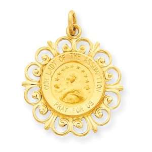  14kt 11/16in Our Lady Of The Assumption Medal Pendant/14kt 