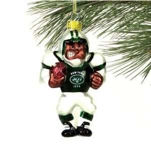  New York Jets Angry Football Player Glass Ornament Sports 
