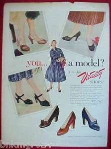 1950s Full Page Magazine Ad Vitality Womens Shoes  