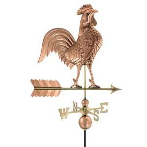   Polished Copper Fearless Rooster Weathervane Patio, Lawn & Garden