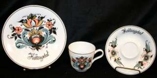  Porsgrund Norsk Rosemaling China Tea Set Tea Pot Cups Saucers  