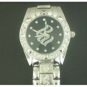  ROCAWEAR BLACK face with white RW logo HIPHOP ICED OUT WATCH 