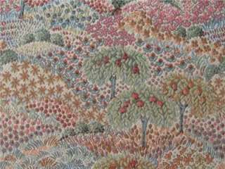 One yard Upholstery Tapestry fabric trees flowers pinks green blue 