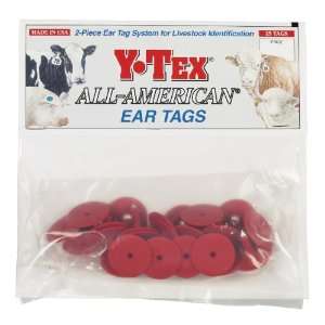  Y Tex Ear Tags   Male Buttons   25 ct Red
