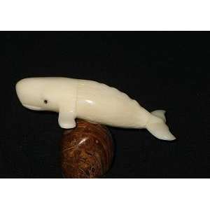  Ivory Sperm Whale Tagua Nut Figurine Carving, 3.2 x 1.6 x 