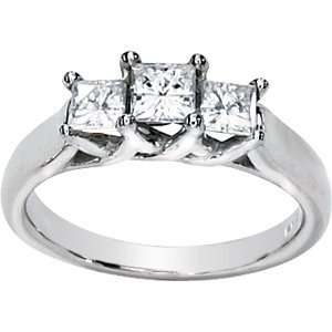  1 CT TW Moissanite 3 Stone Ring/14kt white gold Jewelry