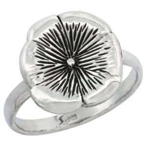  Sterling Silver Movable Flower Ring, 9/16 in. (14 mm) wide 