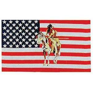  American Flag with Indian on Horse Flag 3ft x 5ft Patio 