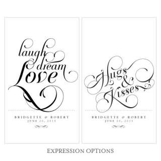 Laugh Dream Love OR Hugs & Kisses Expressions Personalized Wedding 