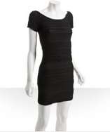 style #314072901 black raw edge banded short sleeve dress