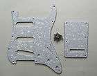Strat Pickguard,Trem Cover and Screws SSS White Pearl 