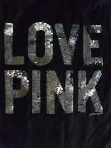 Victorias Secret LOVE PINK Sequin BLING Velour HOODIE Black 