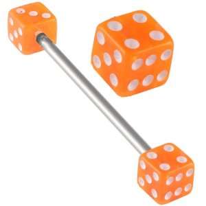  steel Industrial barbell with orange Dice balls straight Bar ear 