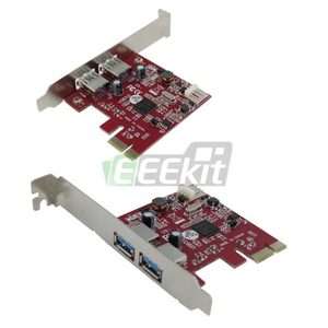 2Port USB 3.0 HUB to PCI e PCI Express 5Gbps Superspeed Card Adapter 