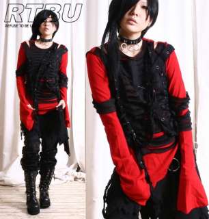 Unisex Seditionary Ghost Rib Cage Mesh Overlay Vest Corset Ragged Red 