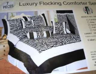 14 pc Black/White Silk Zebra Comforter & Drape Set TWIN  