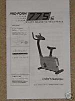  Pro Form 775s Exercise Bike Owner & Part Manual  