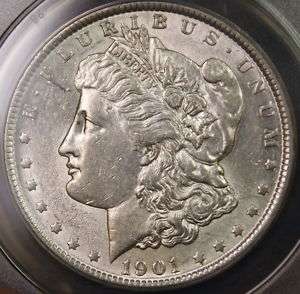 1901 Morgan Silver Dollar Coin, ANACS AU 55  