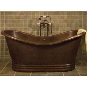72 Bateau Hammered Copper Double Slipper Bath Tub   Hammered Copper 