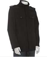 style #308381101 black wool blend twill military jacket