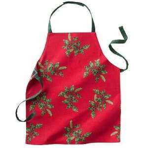   Reversible Red Childrens Apron with Holly Leaves 
