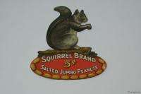 Vintage Squirrel Brand Salted Jumbo Peanuts Metal Sign Very Nice 