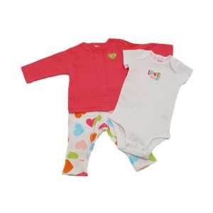   Cotton Knit Pink Hearts Cardigan Pant Set Size Newborn (5 8 Lb) Baby