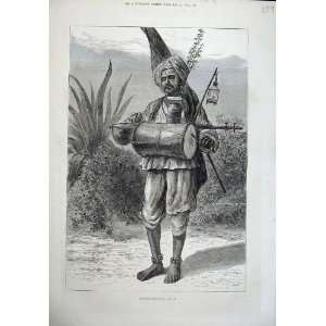 1876 Fine Art Hindoo Mendicant Pilgrim Man Music Native 