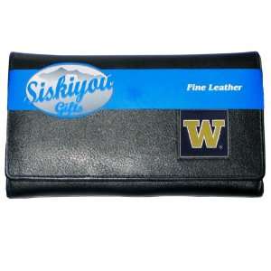 Washington Huskies Genuine Leather Womens Female Clutch Pocketbook 
