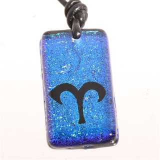 Dichroic Fused Glass Pendant Aries Sign Zodiac art  
