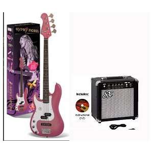 SX GRB 1k LH CPK w/BA1565 STCAD Left Handed Pink Bass Guitar Package w 