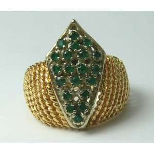   40pts Retro Stylish Colombian Emerald & Gold Ring 