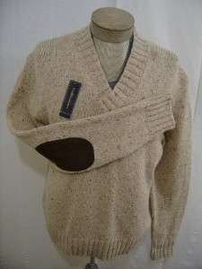Polo Ralph Lauren XL Mens V Neck Alpaca Wool Suede Vintage Leather 