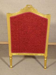 French Style Maroon Upholstered Gold Arm Chair  