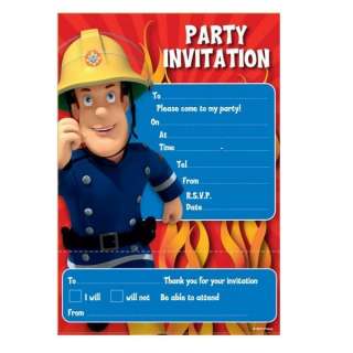Fireman Sam Birthday Party Invitations & Envelopes x 20 £4.20
