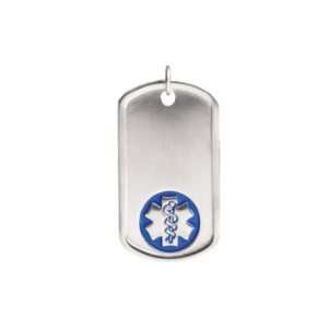  Stainless Steel Medical ID Dog Tag Blue Jewelry