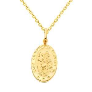 Medal Charm Pendant with Yellow Gold 1.6mm Side Diamond cut 