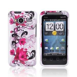   PINK FLOWERS WHITE Hard Case Cover For HTC EVO Shift 4G Electronics
