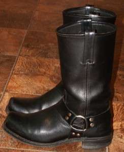 Frye Mens Classic 12R Black Leather Mid Calf Harness Boots Size 10.5 M 