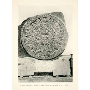  1915 Print Aztec Calendar Stone Archeology Mexico Zocalo Mexico 