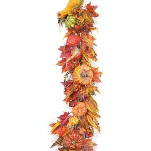 Pack of 2 Fall Artificial Orange, Red & Yellow Pumpkin, Berry & Leaf 