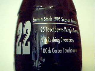 1995 NFL Dallas Cowboys Emmitt Smith Coke Bottle  