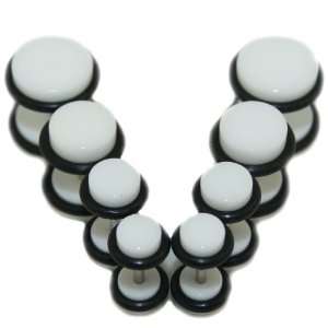   Plugs (Color White, Stem 16G or 1.2mm, 4G 2G 0G 00G Sizes, Total 8pcs
