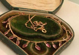   18ct gold pendant drop victorian choker vtg snake link necklace retro